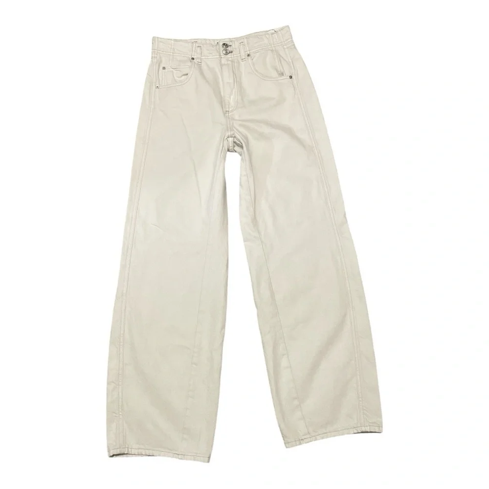 NWT We The Free Cream Straight Leg Jeans, Size 33 - Picture 2 of 5